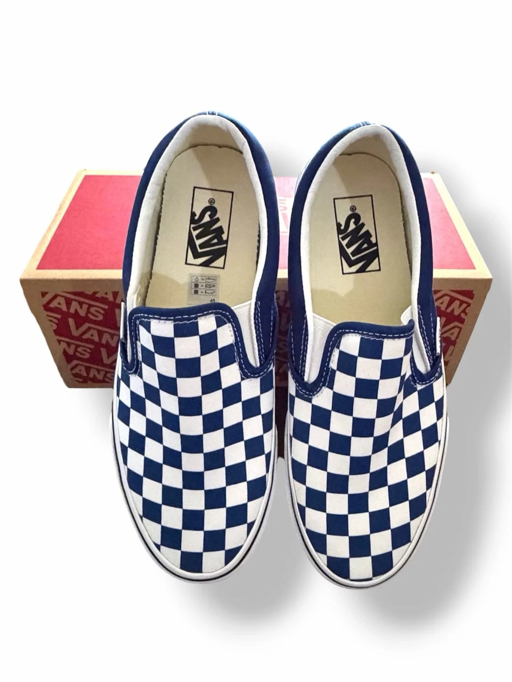 Vans Classic Slip-On Checkerboard True Blue sneaker shoes US men 7 women 8.5 NIB